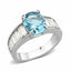Jewellery Kingdom Ladies Topaz Cubic Zirconia Emerald Cuts Stainless Steel Designer 3ct Ring (Silver Blue) - Jewelry Rings - British D'sire