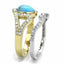 Jewellery Kingdom Ladies Turquoise Set Blue Pear Engagement Wedding Band Stainless Steel Ring - Jewelry Rings - British D'sire