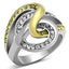 Jewellery Kingdom Ladies Two Toneswirl Cubic Zirconia 18kt Steel Pave Sparkling Pretty Unique Ring (Gold) - Jewelry Rings - British D'sire
