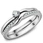 Jewellery Kingdom Ladies Wedding Engagement Band Set Cubic Zirconia Stainless Steel 5 Star Ring (Silver) - Jewelry Rings - British D'sire