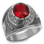 Jewellery Kingdom Marines Mens Ruby Oval Signet Pinky Steel Ring (Silver) - Jewelry Rings - British D'sire