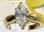 Jewellery Kingdom Marquise Solitaire Simulated Diamond Ladies Classy Ring (Gold) - Rings - British D'sire