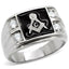 Jewellery Kingdom Masonic Onyx Signet Pinky Simulated Diamonds Masons Ring (Silver) - Jewelry Rings - British D'sire