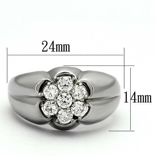 Jewellery Kingdom Mens Cluster Pinky Signet Stainless Steel Ring (Silver) - Rings - British D'sire
