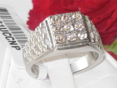 Jewellery Kingdom Mens Cubic Zirconia Stainless Steel Signet Silver 9 Stone Ring (Pinky) - Jewelry Rings - British D'sire