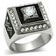 Jewellery Kingdom Mens Cz Square Signet Stainless Steel Silver Classy Mans Ring (Black) - Jewelry Rings - British D'sire
