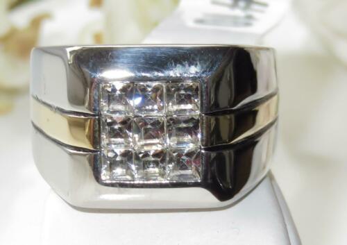 Jewellery Kingdom Mens Cz Two Tone Gold Stainless Steel Pinky Princess Cut Square Signet Ring - Mens Fine Jewellery - British D'sire