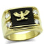 Jewellery Kingdom Mens Eagle Signet Onyx Steel 18kt Cubic Zirconia All Sizes Ring (Gold) - Jewelry Rings - British D'sire