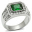 Jewellery Kingdom Mens Emerald Cubic Zirconia Signet Pinky Stainless Steel Bezel Ring (Silver Green) - Jewelry Rings - British D'sire