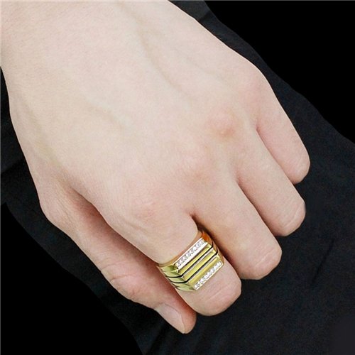 Jewellery Kingdom Mens Gold Cz Square Signet Pinky Classy Smart 18kt Steel Ring - Jewelry Rings - British D'sire