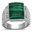 Jewellery Kingdom Mens Malachite Signet Emerald Cut Steel Ring (Gold Green & Pinky) - Jewelry Rings - British D'sire