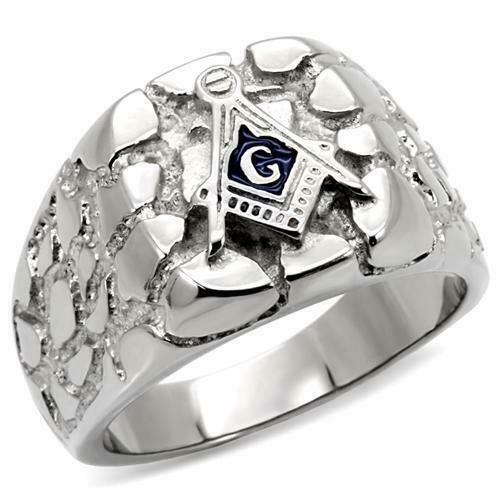 Jewellery Kingdom Mens Masonic Signet Pinky Nugget Chunky Military Ring - Jewelry Rings - British D'sire