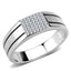 Jewellery Kingdom Mens Pinky 7.2mm Pave Stainless Steel Silver Classy Smart Sparkle Signet Ring - Mens Fine Jewellery - British D'sire