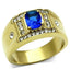 Jewellery Kingdom Mens Sapphire Gold Signet Cubic Zirconia Steel 18kt Pinky All Sizes Ring (Oval Blue) - Jewelry Rings - British D'sire