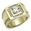 Jewellery Kingdom Mens Signet 18kt Cubic Zirconia Pinky Square Steel Classy Ring (Gold) - Jewelry Rings - British D'sire
