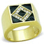 Jewellery Kingdom Mens Signet Cz Agate Pinky Square 18kt Steel Stamped Ring Gold (Black) - Jewelry Rings - British D'sire