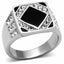 Jewellery Kingdom Mens Signet Jet Silver Stainless Steel Chunky Classy Stamped Ring (Black) - Jewelry Rings - British D'sire