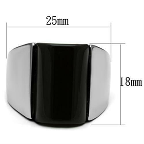 Jewellery Kingdom Mens Signet Stainless Steel Black Semi Precious Gemstone Oblong Jet Ring - Mens Fine Jewellery - British D'sire