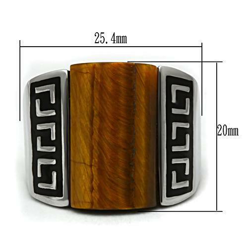 Jewellery Kingdom Mens Smoked Quartz Signet Semi Precious Gemstone Stainless Steel Ring (Brown) - Jewelry Rings - British D'sire
