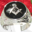 Jewellery Kingdom Onyx Stainless Steel Silver Black Signet Pinky Masonic Diamond Ring - Jewelry Rings - British D'sire