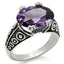 Jewellery Kingdom Oval Cubic Zirconia Purple Stainless Steel Antiqued Ladies Amethyst Ring - Jewelry Rings - British D'sire