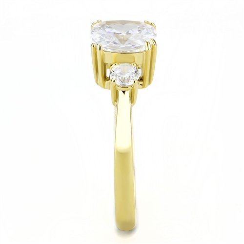 Jewellery Kingdom Past Present Future Annivarsary Three Stone Simulated Diamond Ring (Gold) - Rings - British D'sire