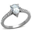 Jewellery Kingdom Pear Ladies Engagement Solitaire Accents Cubic Zirconia Steel Ring (Silver) - Jewelry Rings - British D'sire