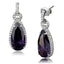Jewellery Kingdom Pear Purple Dangle Drop Silver Rhodium 14 CT Ladies Amethyst Earrings - Earrings - British D'sire