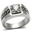 Jewellery Kingdom Pinky Signet cz Stainless Steel Classy Mens Solitaire Ring (Silver) - Rings - British D'sire
