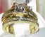 Jewellery Kingdom Princess 18KT Steel Wedding Band Engagement Cubic Zirconia 2pcs Ladies Ring set (Gold) - Jewelry Rings - British D'sire