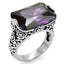 Jewellery Kingdom Purple Cz 16 Carat Stainless Steel Antiqued Ladies Amethyst Silver Ring - Jewelry Rings - British D'sire