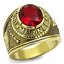 Jewellery Kingdom Ruby Oval 18kt Steel Gold Marines Mens Ring - Jewelry Rings - British D'sire