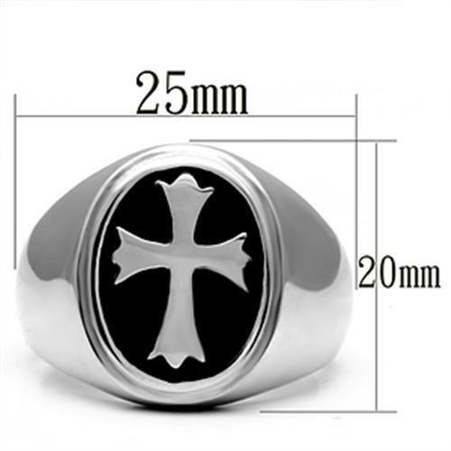 Jewellery Kingdom Signet Pinky Gothic Stainless Steel No Tarnish Biker Menes Cross Ring (Black) - Jewelry Rings - British D'sire