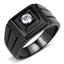 Jewellery Kingdom Signet Solitaire Cubic Zirconia Pinky Stainless Steel Mens Ring (Black) - Rings - British D'sire