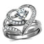 Jewellery Kingdom Silver Heart Shape Ring Set Engagement Band Wedding Stainless Steel - Jewelry Rings - British D'sire