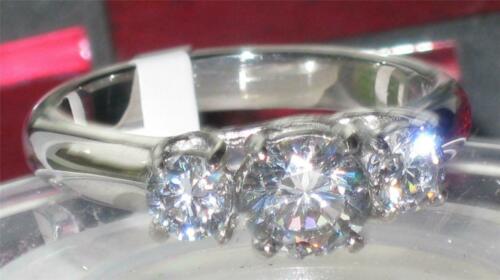 Jewellery Kingdom Simulated Diamonds Three Stone Anniversary Ladies Ring (Silver) - Jewelry Rings - British D'sire