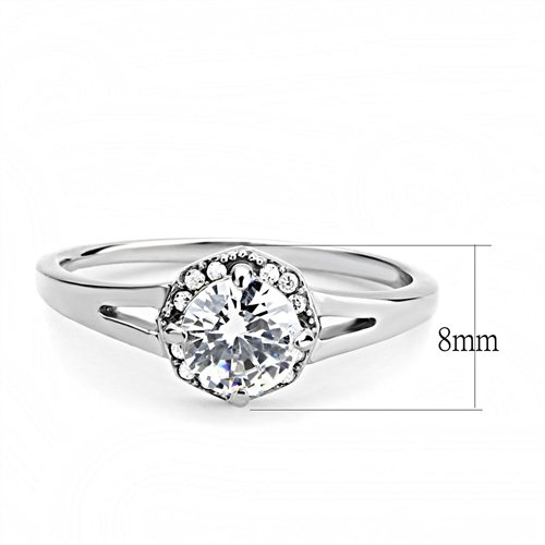 Jewellery Kingdom Solitaire Cubic Zirconia 1 Carat Stainless Steel Ladies Engagement Ring (Silver) - Jewelry Rings - British D'sire