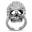 Jewellery Kingdom Stainless Steel Emerald Cubic Zirconia Goth Biker Handmade Detailed Ladies Skull Ring - Rings - British D'sire