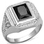 Jewellery Kingdom Sterling Jet Gemstone Cubic Zirconia Pinky Stamped Italian Mens Signet Ring (Silver& Black) - Jewelry Rings - British D'sire