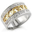 Jewellery Kingdom Sterling Silver Band 18kt Cz 8mm Two Tone Classy Ladies Stamped Ring (Gold) - Jewelry Rings - British D'sire