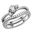 Jewellery Kingdom Three Stone Set Cubic Zirconia Engagement Wedding Band Stainless Steel Ring (Silver) - Jewelry Rings - British D'sire