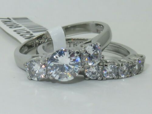 Stainless steel engagement rings cubic zirconia sale