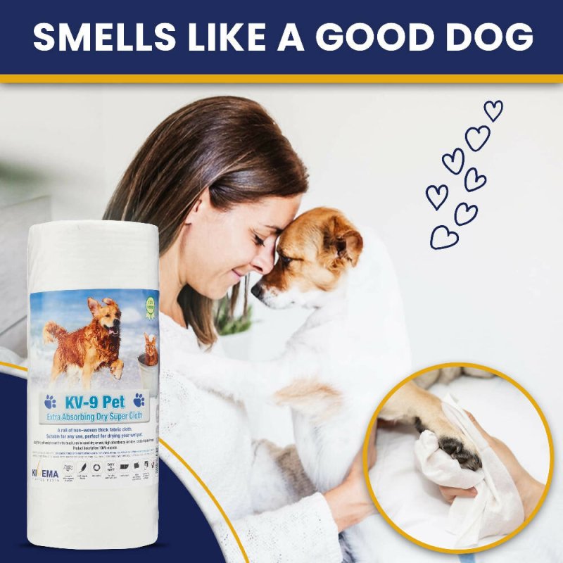 KIVEMA Dog Towels for Wet Fur and Muddy Paws. A roll of Non–Woven Thick Cloth Clean Dog Towel. for Dog, Cat and Puppies. (Dry roll 50 Units)… - Cleaning Gloves & Cloths & Sets - British D'sire