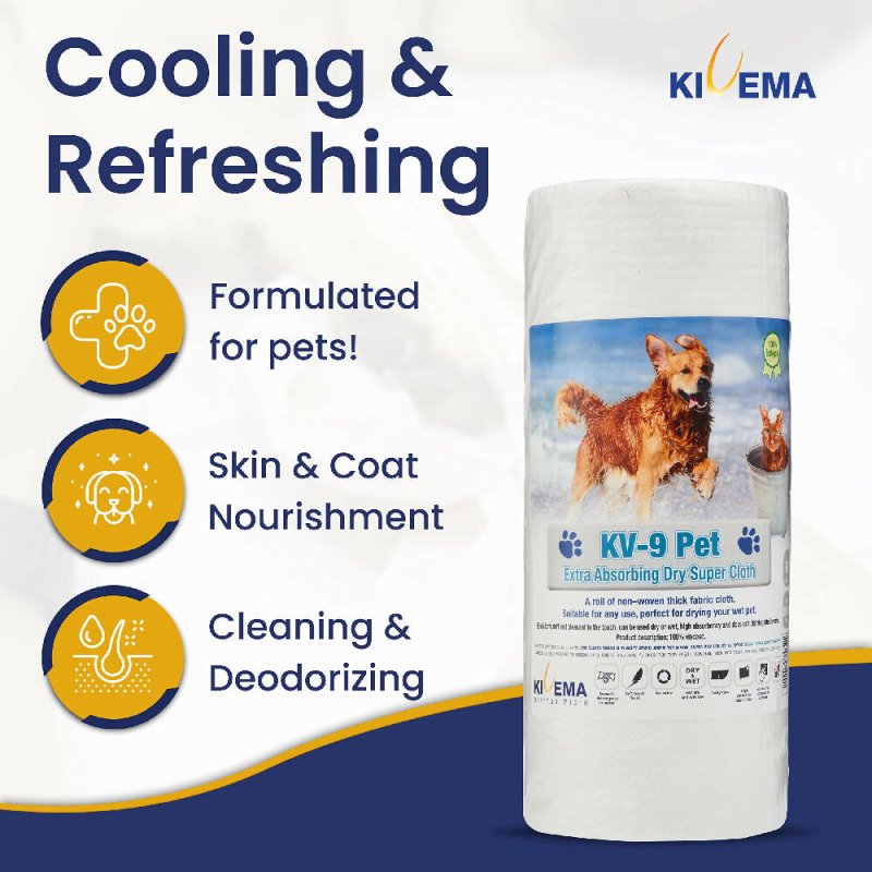 KIVEMA Dog Towels for Wet Fur and Muddy Paws. A roll of Non–Woven Thick Cloth Clean Dog Towel. for Dog, Cat and Puppies. (Dry roll 50 Units)… - Cleaning Gloves & Cloths & Sets - British D'sire