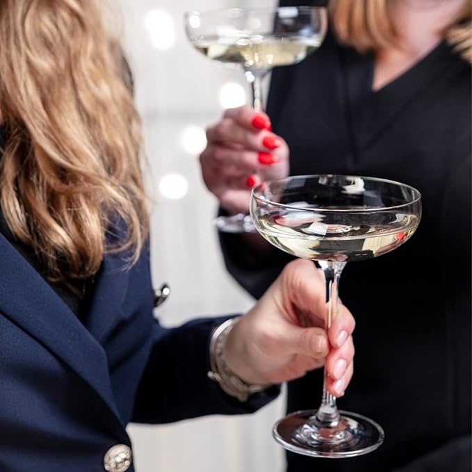 Krosno Champagne Saucer Coupe Glasses | Set of 6 | 240 ML | Harmony Collection | Perfect for Home, Restaurants and Parties | Suitable for Serving Sparkling Wine | Dishwasher Safe - British D'sire