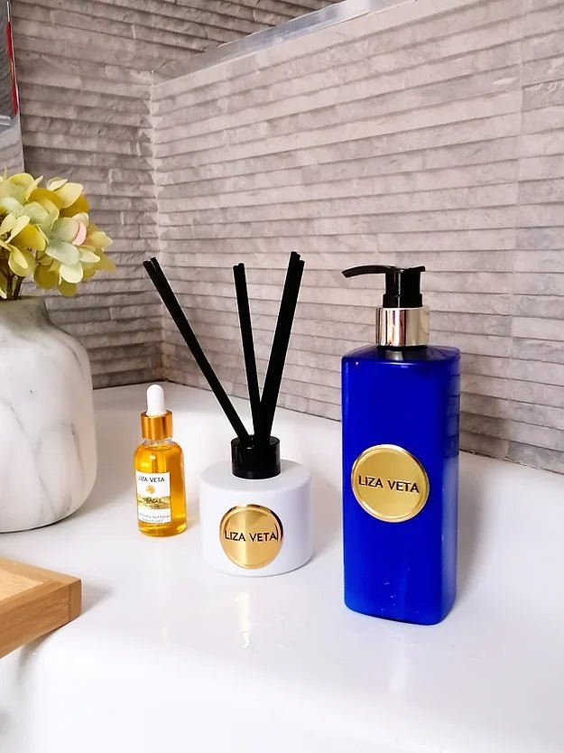 Liza Veta Lemongrass & Bergamot Reed Diffuser - Pink & White - Air Freshener - British D'sire