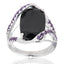 Pearlz Gallery 925 Rhodium Ladies Amethyst Cush Round Ring - Rings - British D'sire