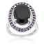 Pearlz Gallery Black Spinel and Amethyst High Polish Halo Ring - Rings - British D'sire