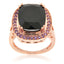 Pearlz Gallery Black Spinel And Amethyst Rose Gold Plated Halo High Polish Ring - Jewelry Rings - British D'sire