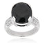 Pearlz Gallery Black Spinel and White Topaz Sterling Silver Oval Ring - Rings - British D'sire